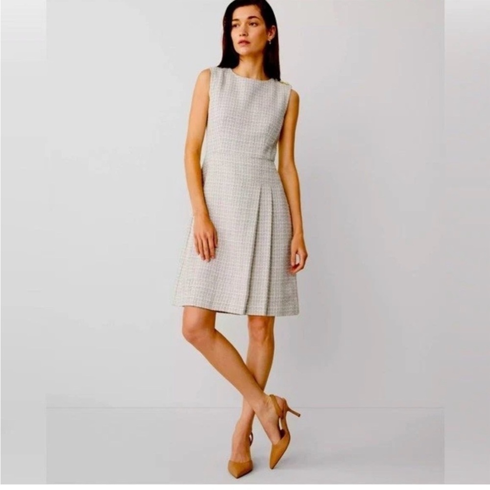 NEW $149 Ann Taylor Tweed Button Shoulder Sheath Dress sz 0P